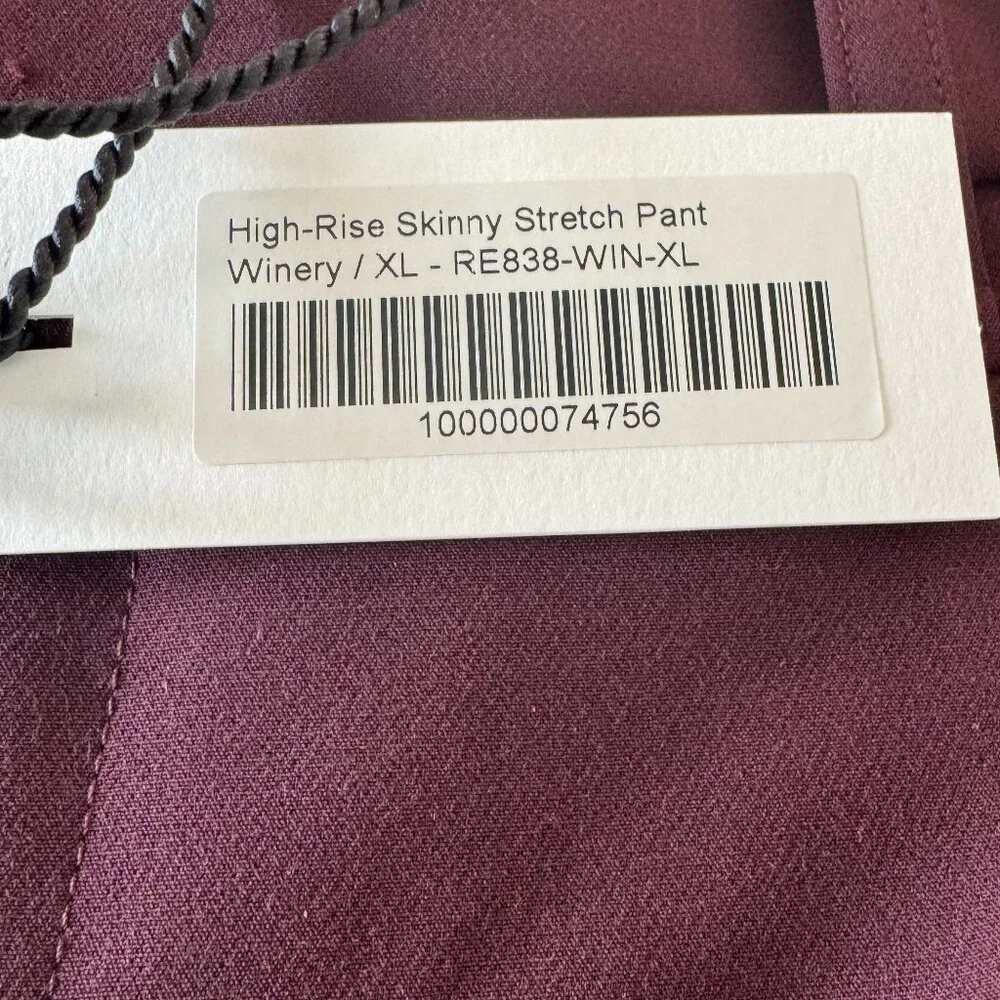 NWT ($198) - The Reset - High Rise Skinny Pants - Wine - Size XL - Picture 6 of 6